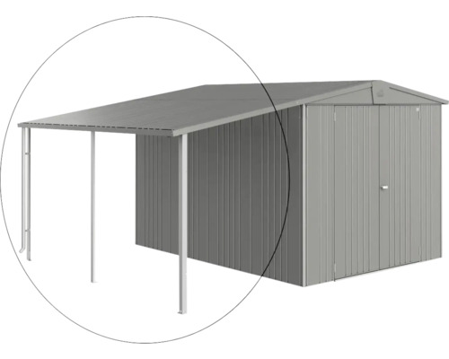 Seitendach Biohort Europa Gr. 6/7 150 x 300 cm quarzgrau-metallic Metall Gerätehaus mit Anbau