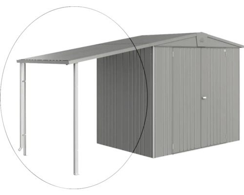 Seitendach Biohort Europa Gr. 2/3/4A 150 x 156 cm quarzgrau-metallic Metall Gerätehaus mit Vordach für Gartengeräte