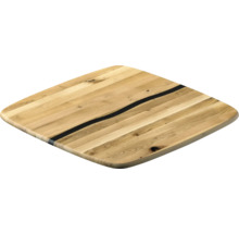 Quadratisches Holztablett mit schwarzer Epoxidharz-Füllung