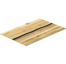 Tischplatte aus Holz mit schwarzer Harzfüllung