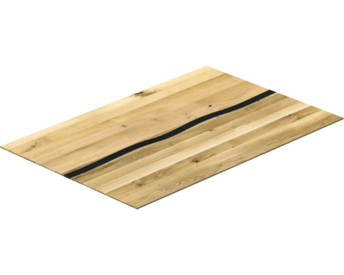 Tischplatte aus Holz mit schwarzer Harzfüllung