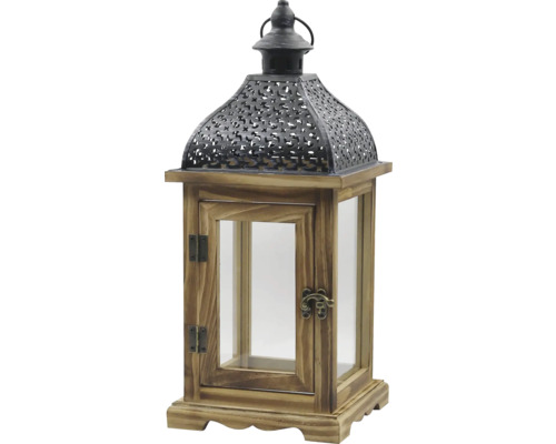 Laterne Lafiora Holz 16 x 16 x 38 cm braun Dekorative Holzlaterne mit Metalleinsatz für den Innenbereich