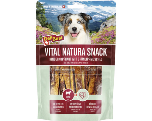 DeliBest Vital Natura Snack Rinderkopfhaut mit Grünlippmuschel für Hunde