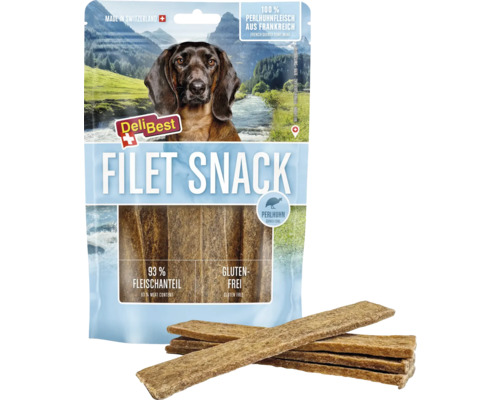 Hundesnack DeliBest Filet Snack Perlhuhnfleisch 90 g DeliBest Filet Snack für Hunde mit Perlhuhn, glutenfrei