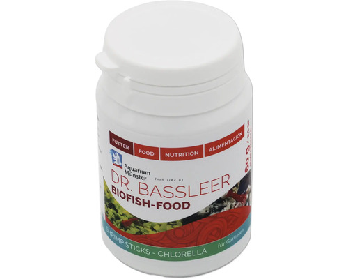 Dr. Bassleer Biofish-Food Shrimp Sticks Chlorella in einer weißen Verpackung