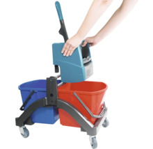 Reinigungswagen mit Eimerpresse und zwei Eimern