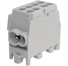 Einzelne graue Reihenklemme mit mehreren Anschlüssen