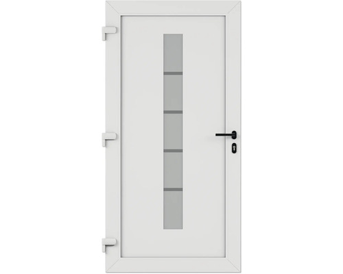 Weiße Haustür mit Glaseinsatz