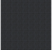 Detailansicht eines schwarzen Teppichs mit horizontaler Rippenstruktur.