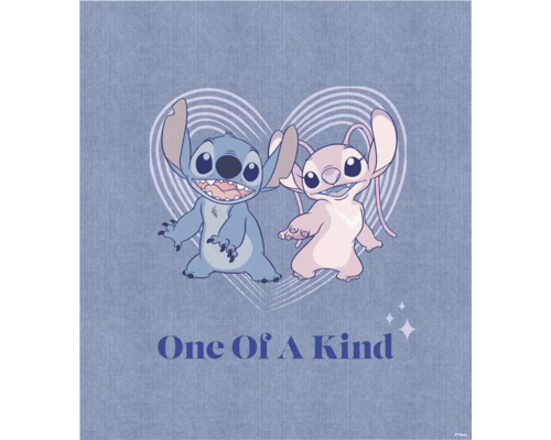 Poster Disney Stitch One of a Kind 30x40 cm Abbildung von Stitch und Angel mit der Aufschrift 'One Of A Kind'