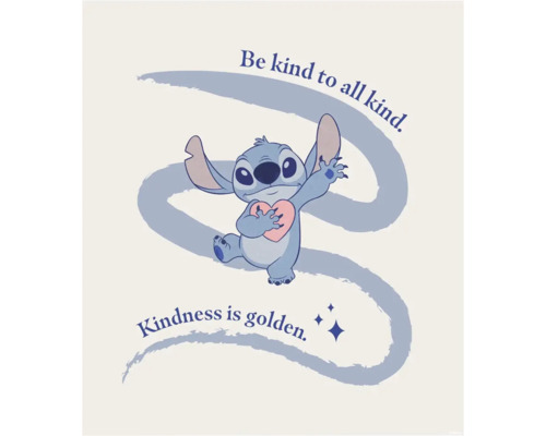 Poster Disney Stitch Kindness 30x40 cm Stich-Cartoonfigur mit der Aufschrift Sei freundlich zu allen Arten