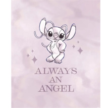 Illustration mit der Aufschrift 'Always an Angel' und einer Comicfigur