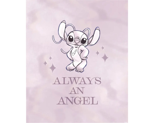 Poster Disney Stitch Always an Angel 30x40 cm Illustration mit der Aufschrift 'Always an Angel' und einer Comicfigur