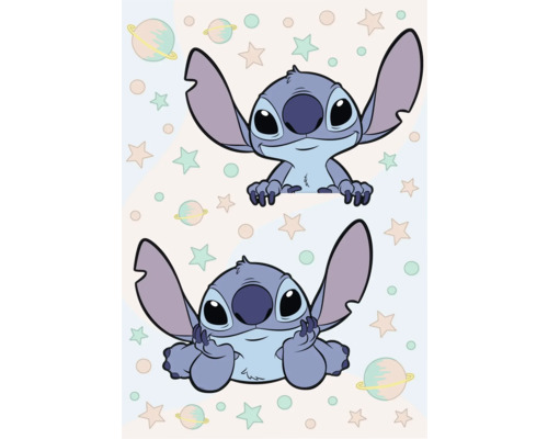 Illustration von Stitch mit Sternen und Planeten