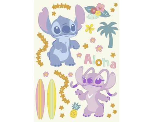 Dekoratives Wandtattoo mit Figuren, Blumen und tropischen Motiven