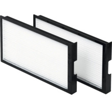 Zwei Luftfilter mit schwarzem Rahmen und weißem Filtereinsatz