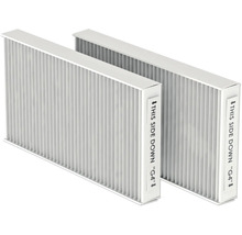 Zwei G4-Luftfilter mit Richtungshinweis
