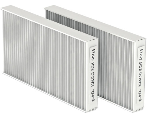 Zwei G4-Luftfilter mit Richtungshinweis