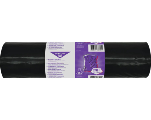 RAKKUUN Müllsäcke 120 l schwarz 10 Stück Rolle Müllsäcke, 10 Stück, 120 Liter
