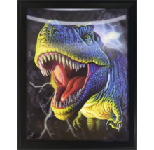 Gerahmtes Bild eines Dinosauriers mit offenem Maul