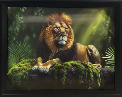 Gerahmtes Wandbild mit Löwenmotiv