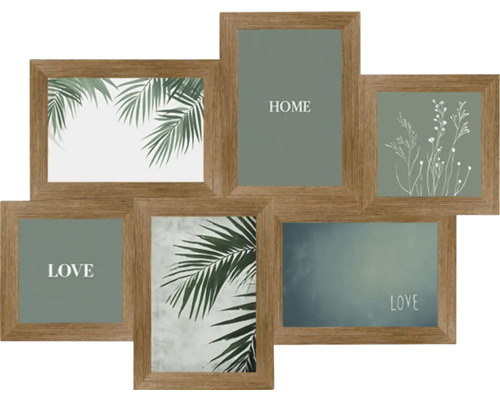 Mehrfachbilderrahmen mit sechs Fächern zur individuellen Gestaltung