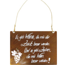 Dekoratives Schild mit Wein-Zitat und Traubenmotiv