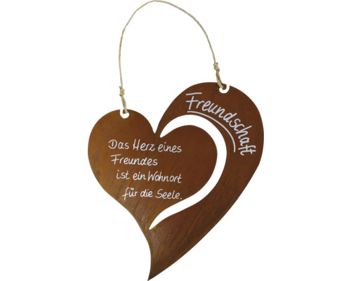 Dekoratives Herz aus Metall mit der Aufschrift ''Freundschaft''