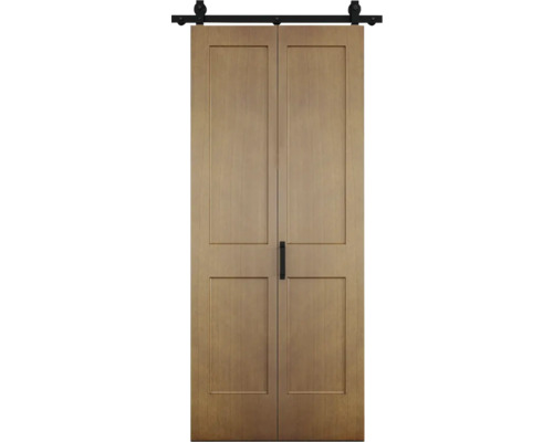 Doppelte Schiebetür aus Holz mit Beschlägen