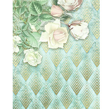 Dekorative Tapete mit Rosen und geometrischem Muster