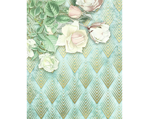 Dekorative Tapete mit Rosen und geometrischem Muster
