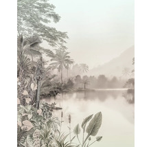 Tapete mit einem Motiv aus tropischer Landschaft, mit See und Pflanzen
