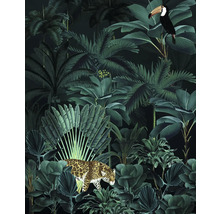 Tapete mit Dschungelmotiv, einschließlich Leopard und Tukan