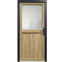 Holztür mit Glaseinsatz und Griff