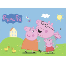 Illustration der Peppa Pig Familie in einer Landschaft