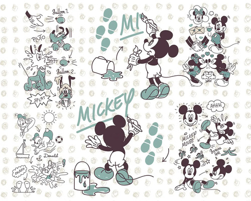 Mickey Mouse Illustration mit Donald Duck und Pluto