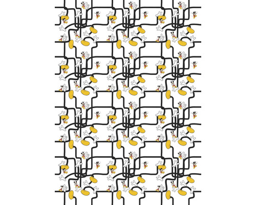 Tapete mit sich wiederholendem Muster von Mickey Maus und geometrischen Formen