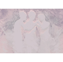 Abstrakte Darstellung von drei Frauenfiguren in einem Kreis