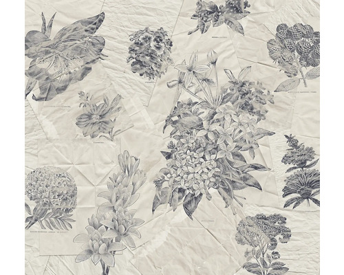 Illustration verschiedener Blumenmotive auf Papierstücken