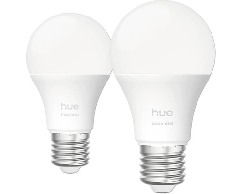 Zwei Hue Essential Leuchtmittel mit E27 Fassung