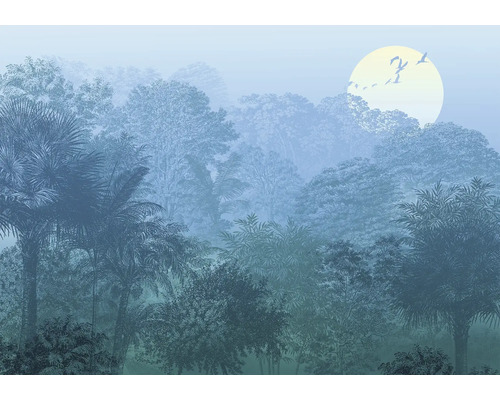 Vliestapete mit Waldmotiv und Sonnenaufgang