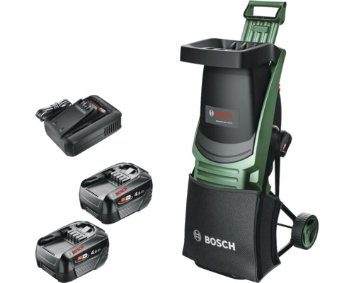 Akku-Häcksler BOSCH UniversalShredder, inkl. (2 x 18V-25) 4,0 Ah Akku, Ladegerät und 28 l Auffangbeutel Bosch Akku Häcksler mit Akkus und Ladegerät