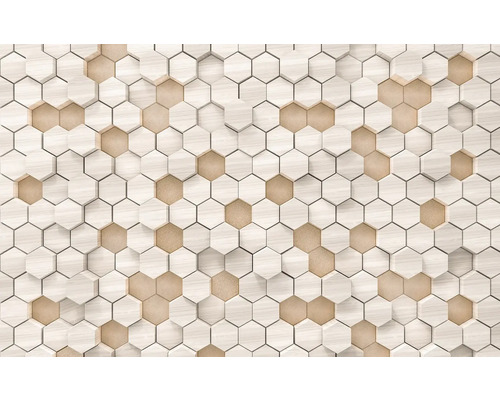 Hexagonales Wandpaneel mit Holzstruktur