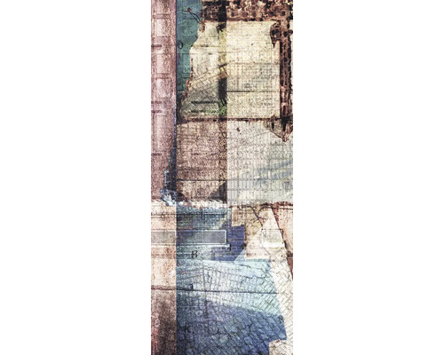 Abstraktes Wandbild mit Mauerwerk und Stadtplanmotiven