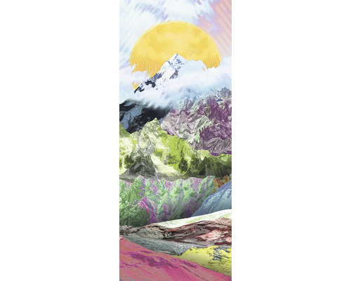 Illustration einer Berglandschaft mit Sonne