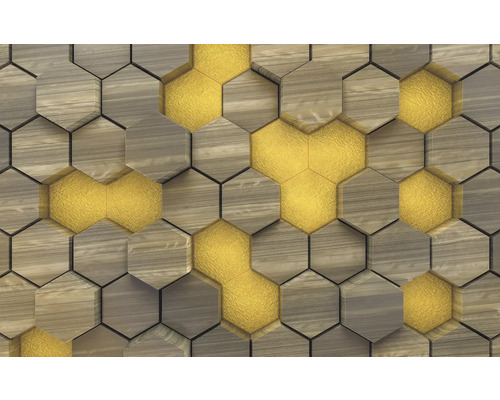 Dekorative Wandpaneele in Holzoptik mit sechseckigem Design