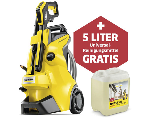 Hochdruckreiniger Kärcher K4 Power Control Flex Home (130 bar, 420 l/h), inkl. Flächenreiniger, G 160 Q Power Control Pistole, Dreckfräser und Fassadenreiniger 3in1 1 L + GRATIS 5 Liter Kanister Universalreiniger RM 555 Kärcher Hochdruckreiniger K4 mit fünf Liter Universalreinigungsmittel gratis