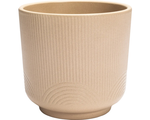 Blumentopf Lafiora Reliefs Keramik Ø 12 cm H 11 cm braun Keramik Pflanztopf mit gerippter Textur und Bogenmuster