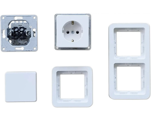 Steckdoseneinsatz, Rahmen und Abdeckung für Elektroinstallation