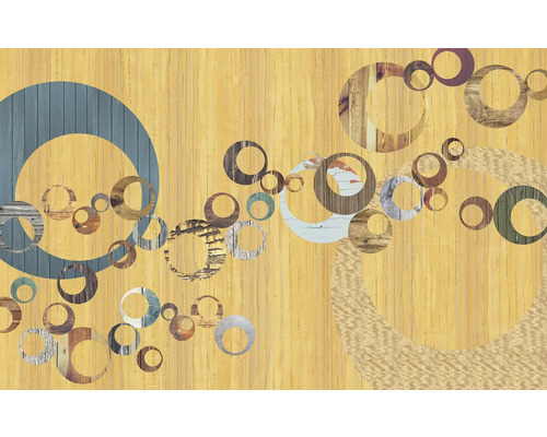 Tapete mit Kreisdesign auf Holzhintergrund